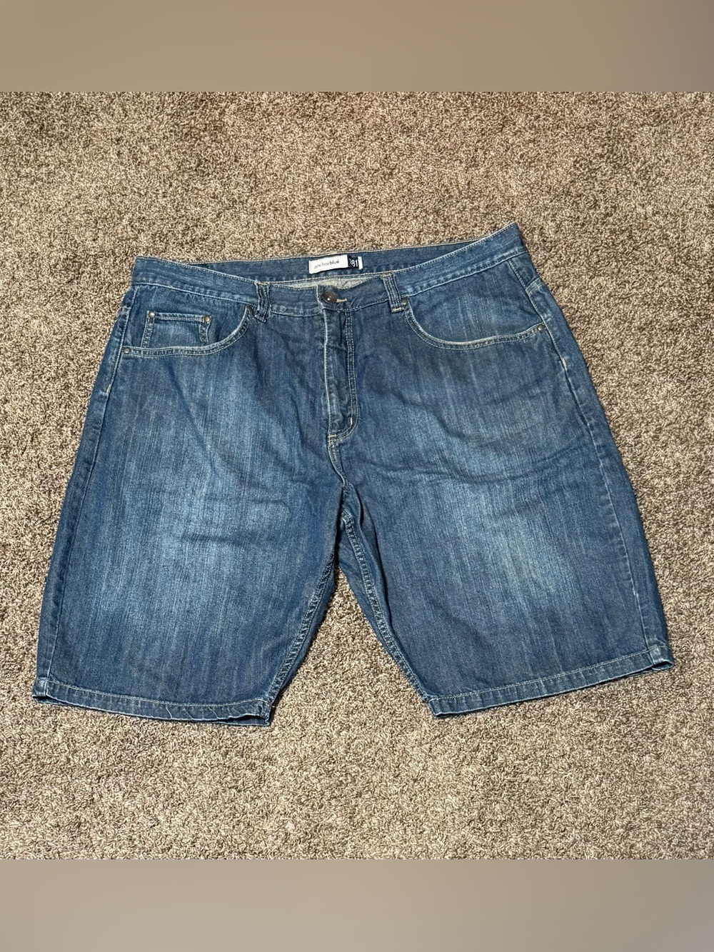 Vintage Anchor Blue Shorts Mens 40 Blue Baggy Denim Jean Loose Skate Basic Y2K